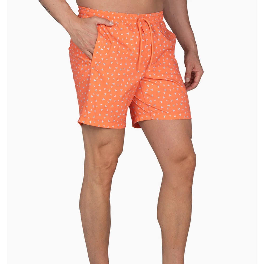 Birddogs Orange Swim Trunks with Tiny White Print